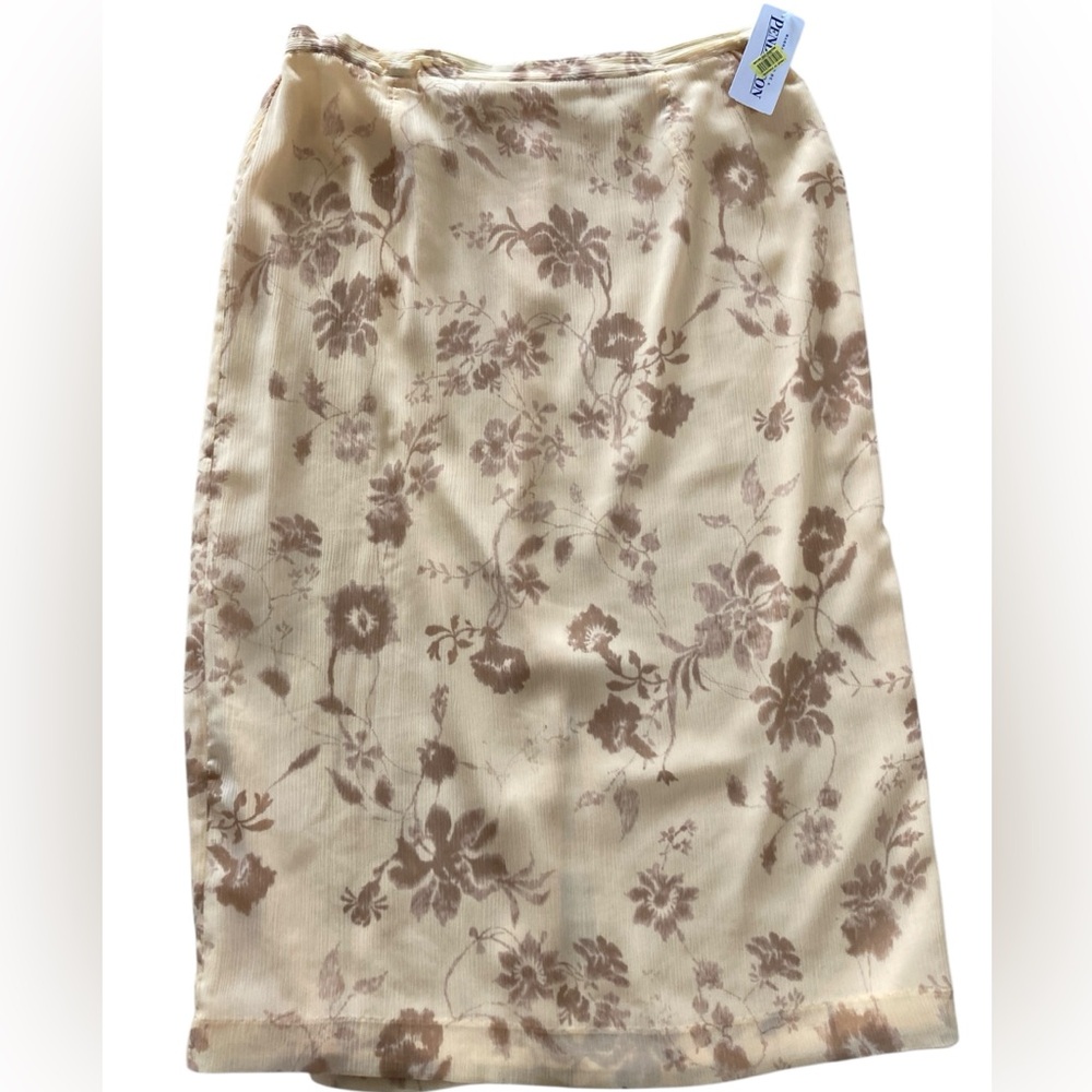 Pendleton Canary Yellow and Brown Floral Midi Skirt